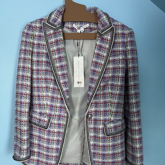 VERONICA BEARD Etney Tweed Dickey Jacket  Light Lavender Multi-Color 0 NWT - Picture 3 of 5